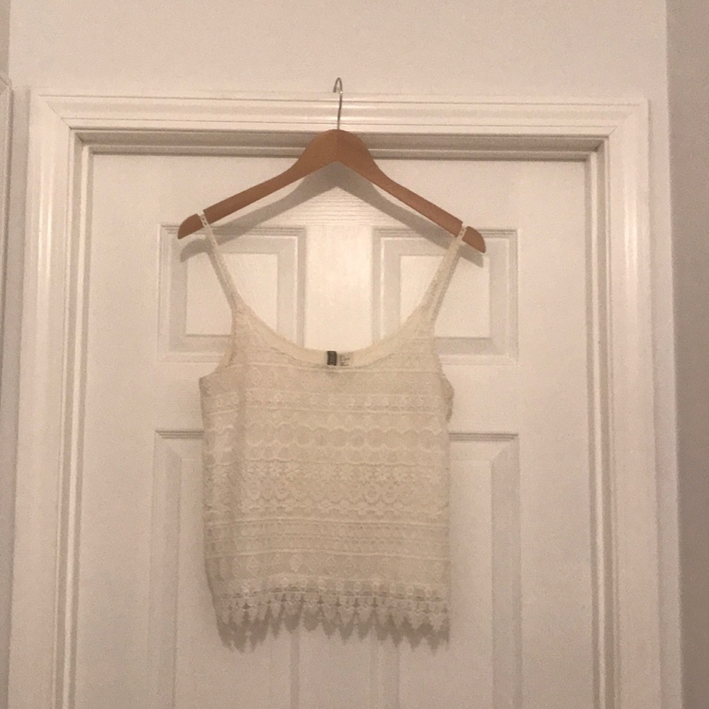White lace crop top